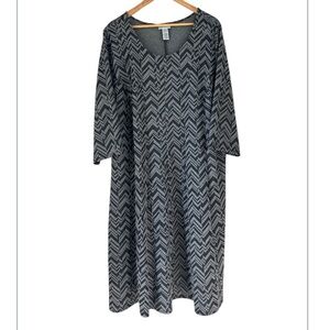 Catherine’s dress abstract chevron 3x gray NEW poly blend stretch pockets midi